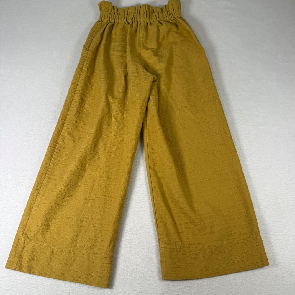 Sezane Wide Leg Pants Women 34 Mustard Yellow Cotton Coastal Boho Paperbag Waist - Picture 3 of 10